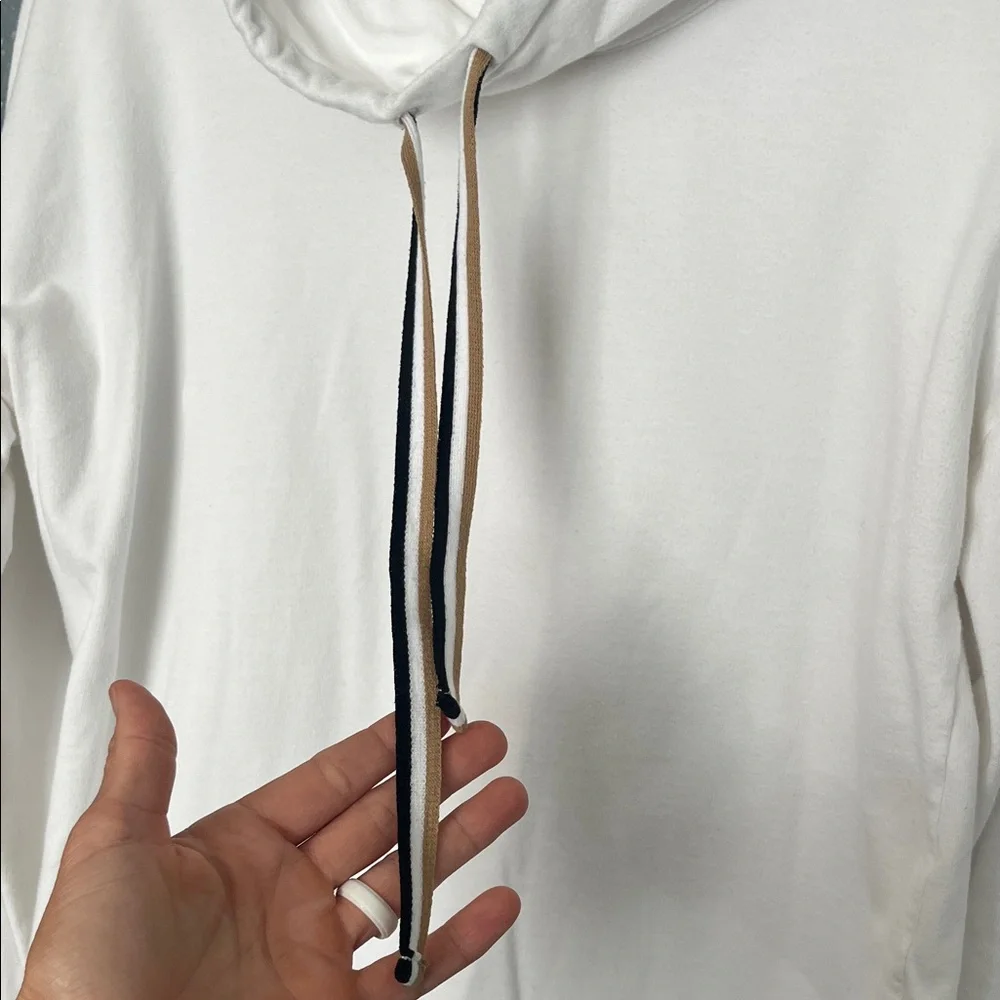Talbots Classic White Cowl Neck Sweatshirt with drawstring size small